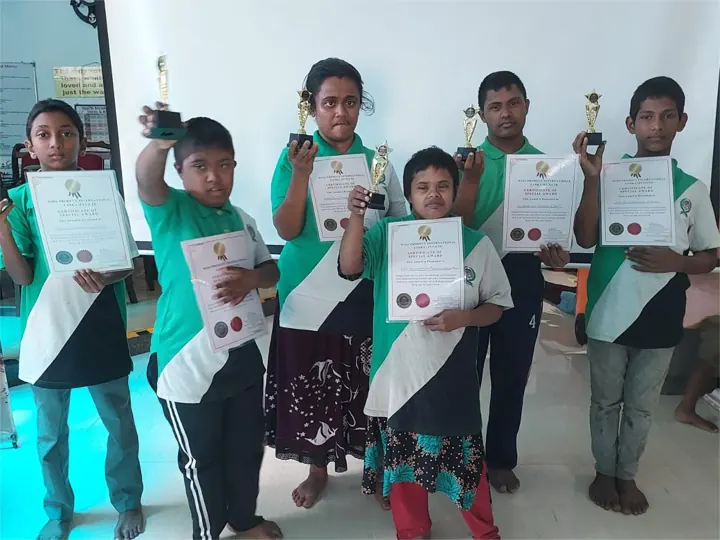 Certificates and trophies after a competition day